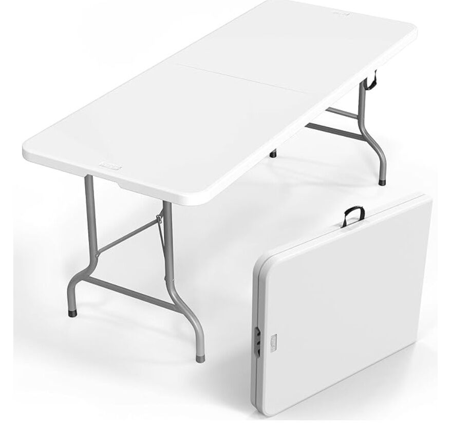 Plastic Folding Table 6 ft long (White)- Rental